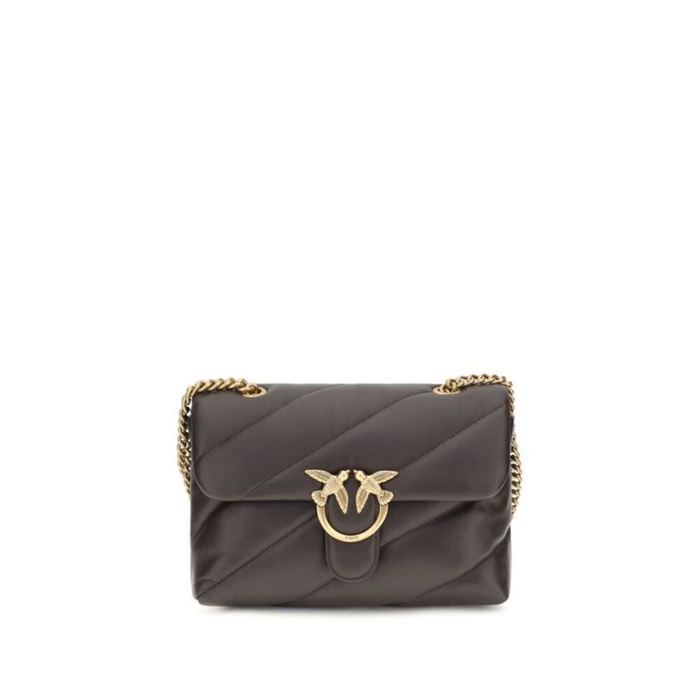 PINKO Brown Calf Leather Bos Taurus Shoulder Women's Bag